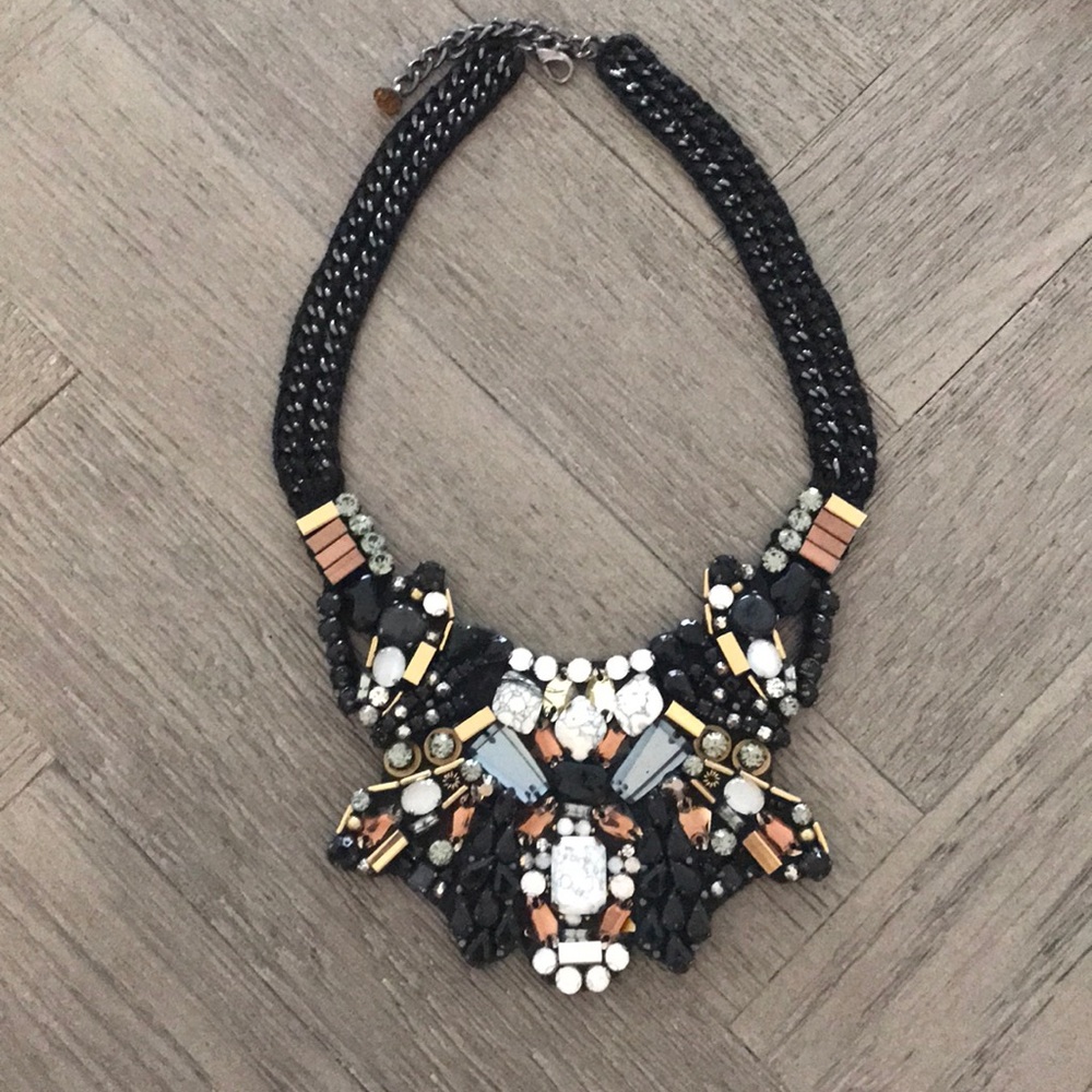 Nocturne Statement Bib Necklace with Crystals